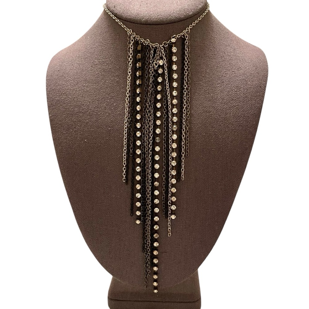 ❤️ Chains x Rhinestones Fringe Statement Necklace